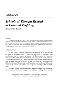 Schools of Thought Related to Criminal Profiling