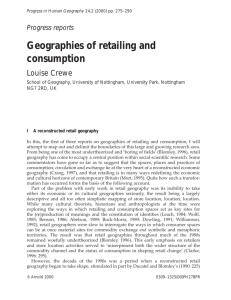 Progress reports Geographies of retailing and consumption