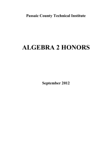 Algebra II Honors - Passaic County Technical Institute