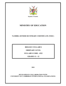 Namibia senior secondary certificate: biology syllabus ordinary level