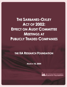 The Sarbanes-Oxley Act of 2002: Effect on Audit Committee