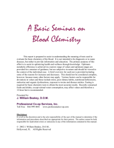 A Very Basic Seminar on Blood Chemistry - Professional Co-op