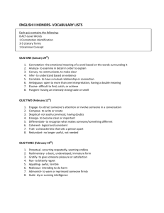 english ii honors- vocabulary lists