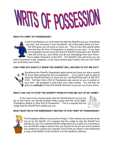 WHAT IS A WRIT OF POSSESSION? - Legal Services of Greater