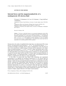 Internal forces and the magnetoconductivity of a nondegenerate 2D