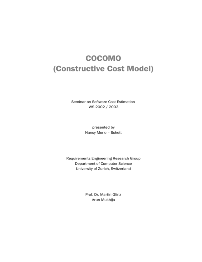 cost estimation using cocomo model