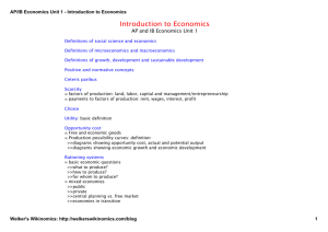 AP/IB Economics Unit 1 - Introduction to Economics