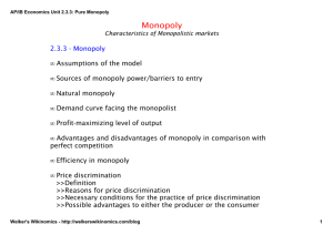 AP/IB Economics Unit 2.3.3: Pure Monopoly