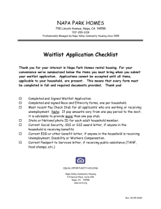 Waitlist Application Checklist - Napa Valley Community Housing