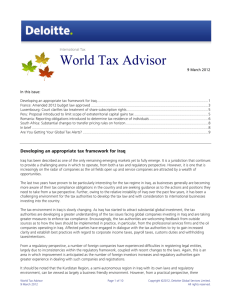 World Tax Advisor - Deloitte Tax News