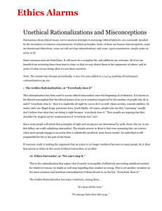 Unethical Rationalizations and Misconceptions | Ethics Alarms
