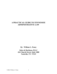 A PRACTICAL GUIDE TO TENNESSEE ADMINISTRATIVE LAW