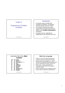 Programming The Basic Computer Introduction Machine Language