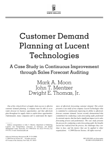 Customer Demand Planning at Lucent Technologies: A Case Study