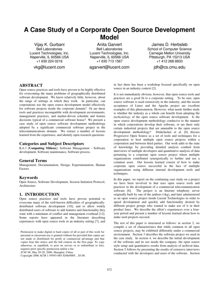 case study of a corporate open source development model