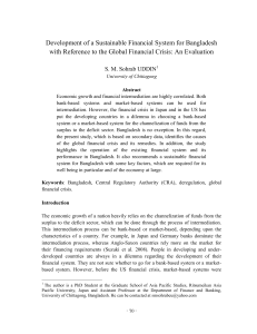 Development of a Sustainable Financial System for Bangladesh with