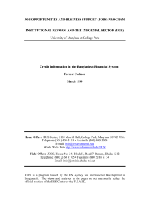 Credit Information In the Bangladesh Financial System