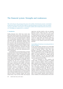 The financial system: Strengths and weaknesses