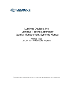Luminus Testing Laboratory Quality Manual