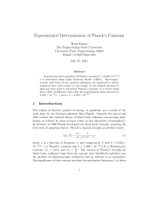 Experimental Determination of Planck's Constant