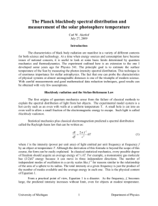 The Planck blackbody spectral distribution and measurement of the