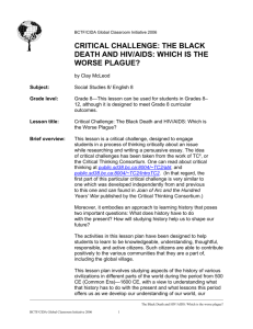 CRITICAL CHALLENGE: THE BLACK DEATH AND HIV/AIDS