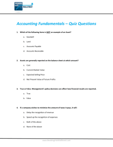 Accounting Fundamentals – Quiz Questions