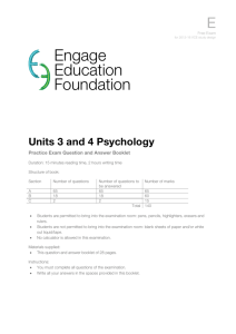 Unit 3 & 4 Psychology - Practice Exam