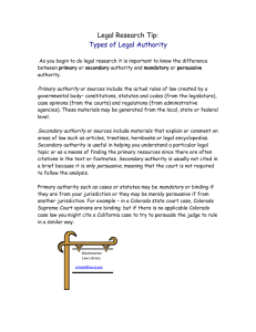 Legal Research Tip: Types of Legal Authority