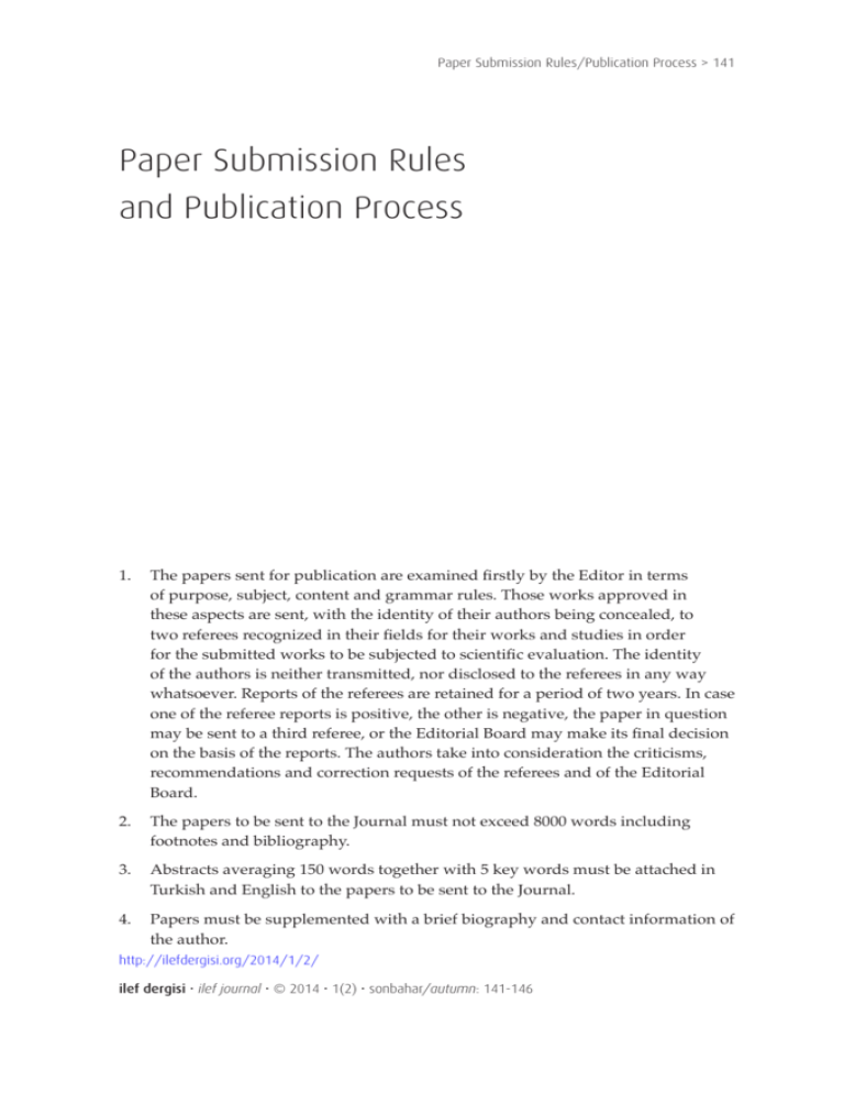 Paper Submission Rules And Publication Process