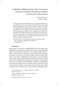 A Model for Making Foreign Direct Investment Decisions Using Real