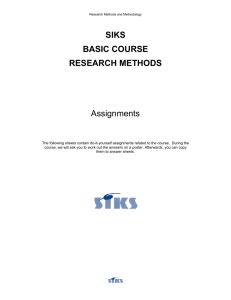 SIKS BASIC COURSE RESEARCH METHODS Assignments