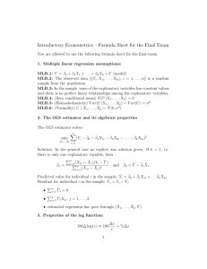 Introductory Econometrics – Formula Sheet for the Final Exam