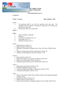 Constitutional Law-I Course-I Time: 3 hours Max Marks=100