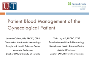 Patient Blood Management of the Gynecological Patient