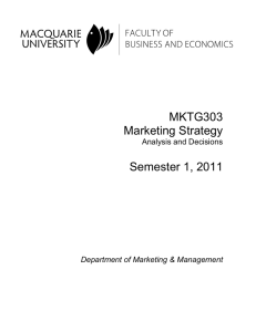 MKTG303 2011S1 - Faculty of Business and Economics