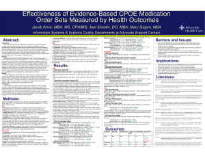 Effectiveness of Evidence-Based CPOE Medication Order Sets