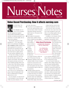 Value Based Purchasing: How it affects nursing care