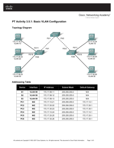 PT Activity 3.5.1: Basic VLAN Configuration