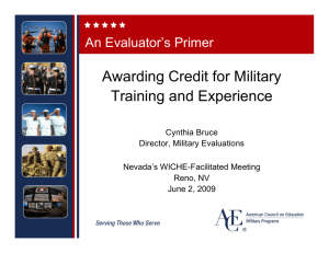 Awarding Credit for Military Training and Experience