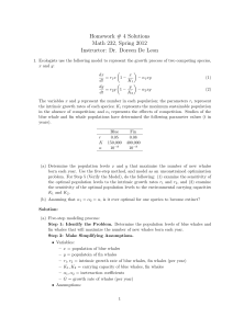 Math 232 Homework Solutions: Ecological Models & Optimization
