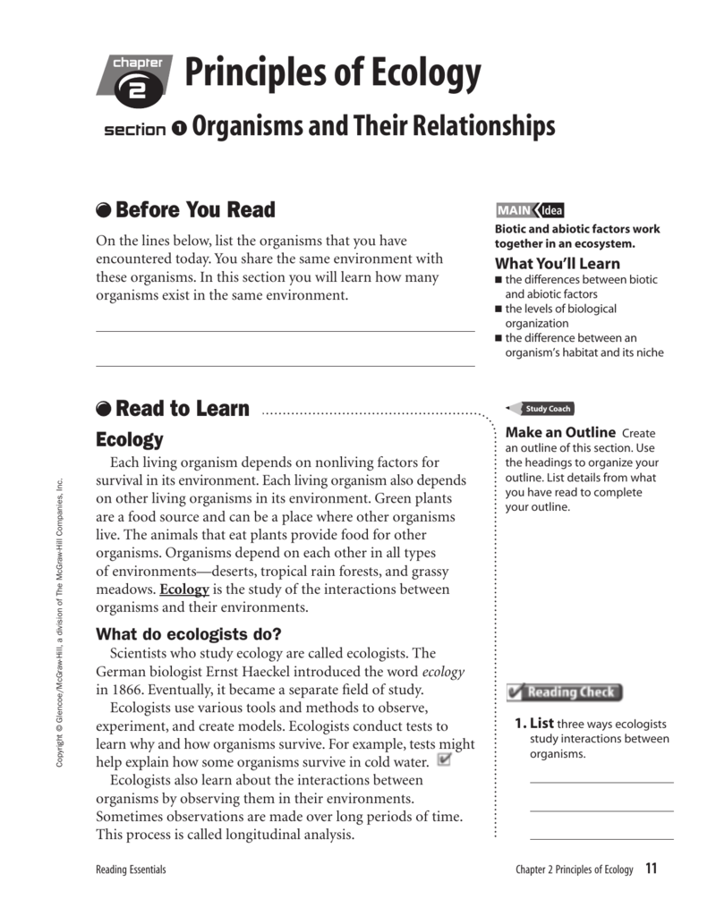 Principles of Ecology With Regard To Principles Of Ecology Worksheet Answers