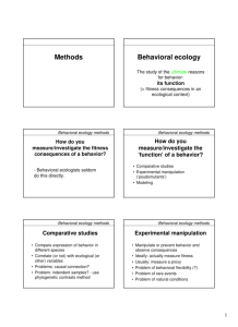 Methods Behavioral ecology