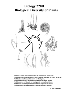 Biology 220B Biological Diversity of Plants