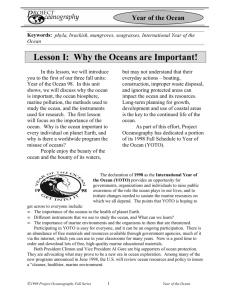 Lesson I: Why the Oceans are Important!