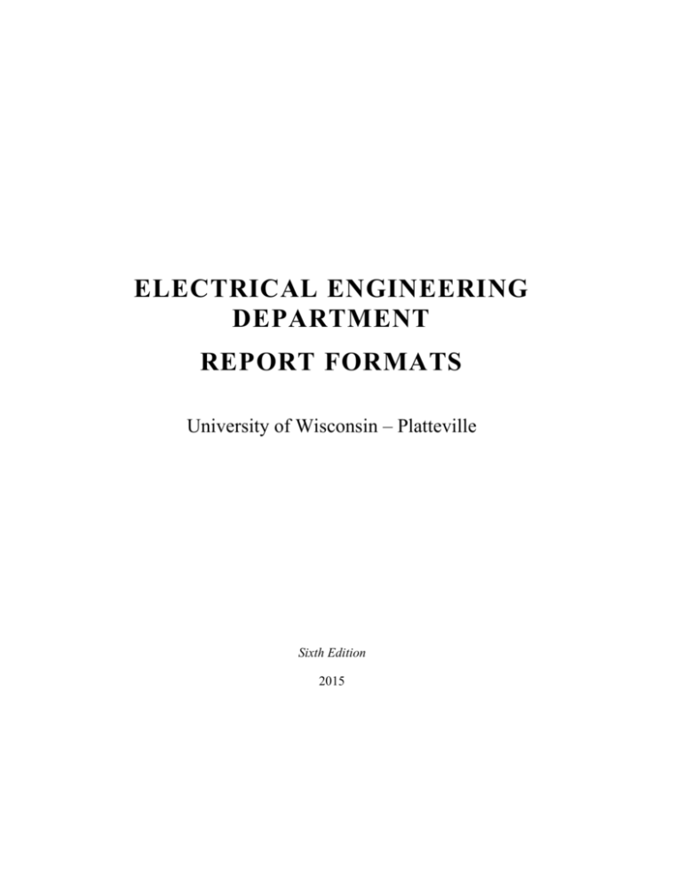 Electrical Engineering Department Report Formats