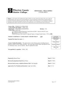 ENGL 2341 Forms of Literature - Wharton County Junior College