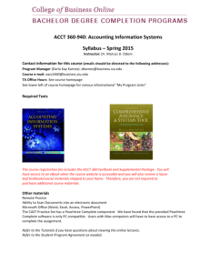ACCT 360-‐940: Accounting Information Systems Syllabus – Spring