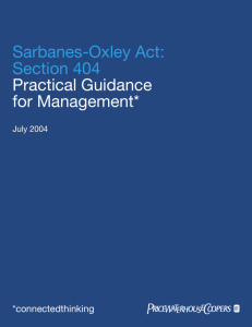 Sarbanes-Oxley Act: Section 404 Practical Guidance for