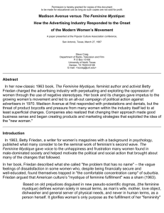 Madison Avenue versus The Feminine Mystique: How the